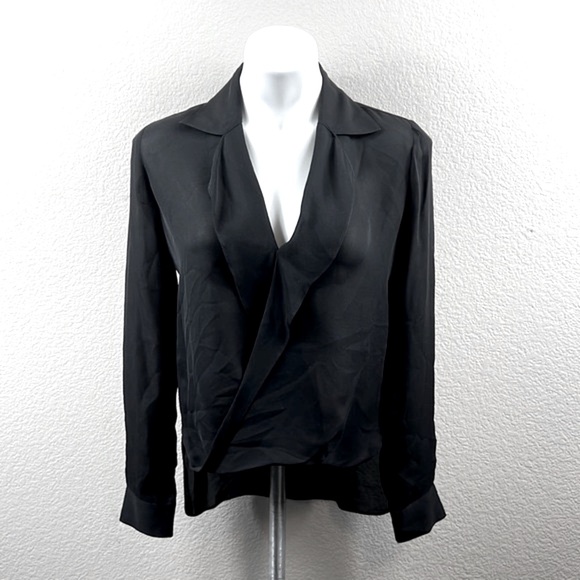 L'AGENCE Rita Drape-Front Silk Blouse - Picture 3 of 11